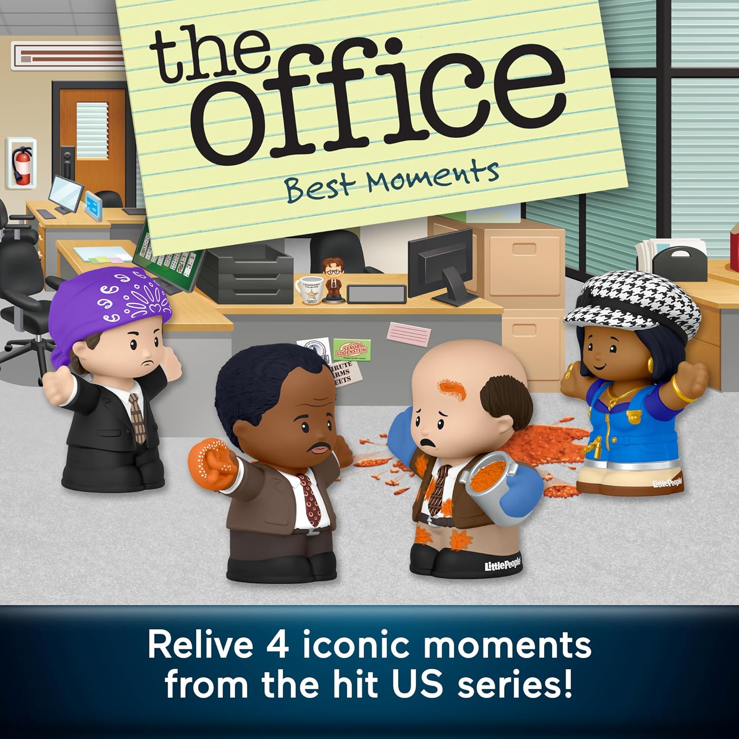 Little People Collector The Office Best Moments from US TV Show Special Edition Set for Adults & Fans in Display Box, 4 Figures, HVG56