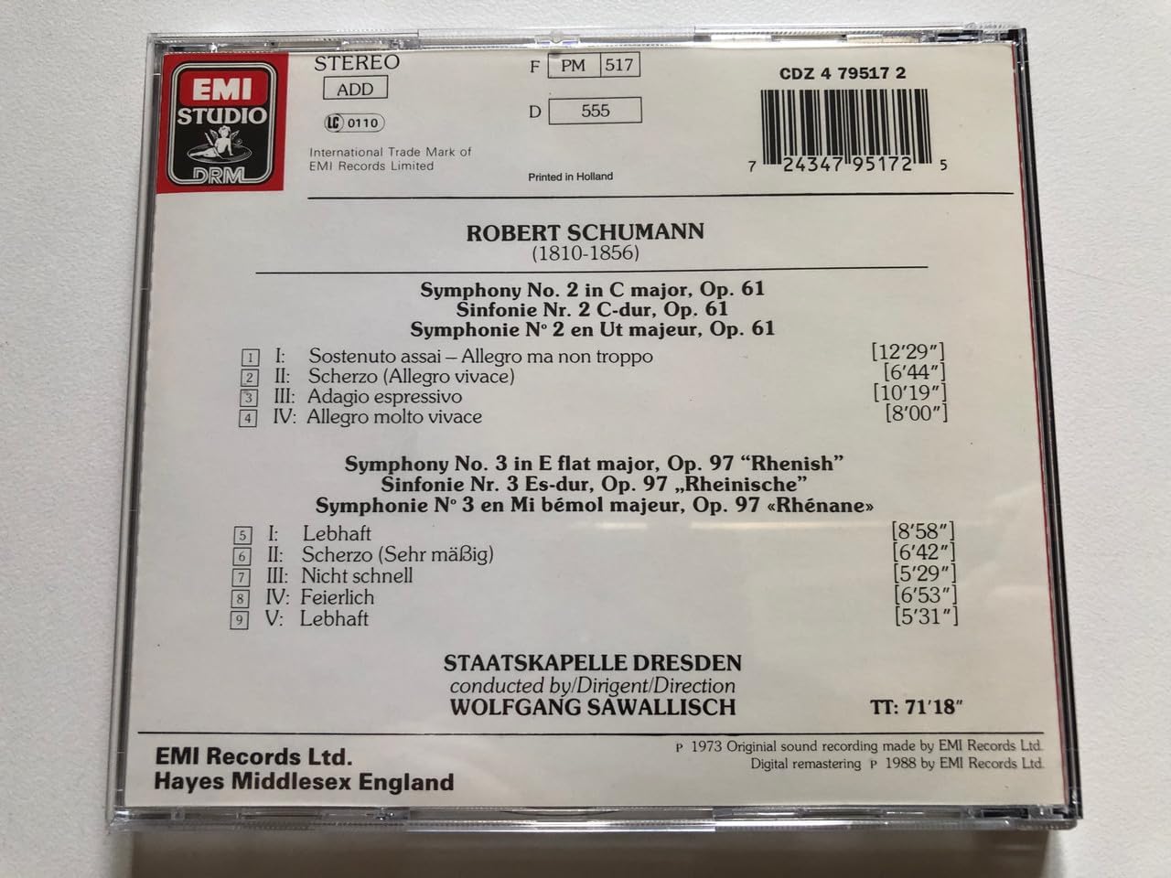 Symphony No. 2 Op. 61 / Symphony No. 3 Op. 97 ``Rhenish``