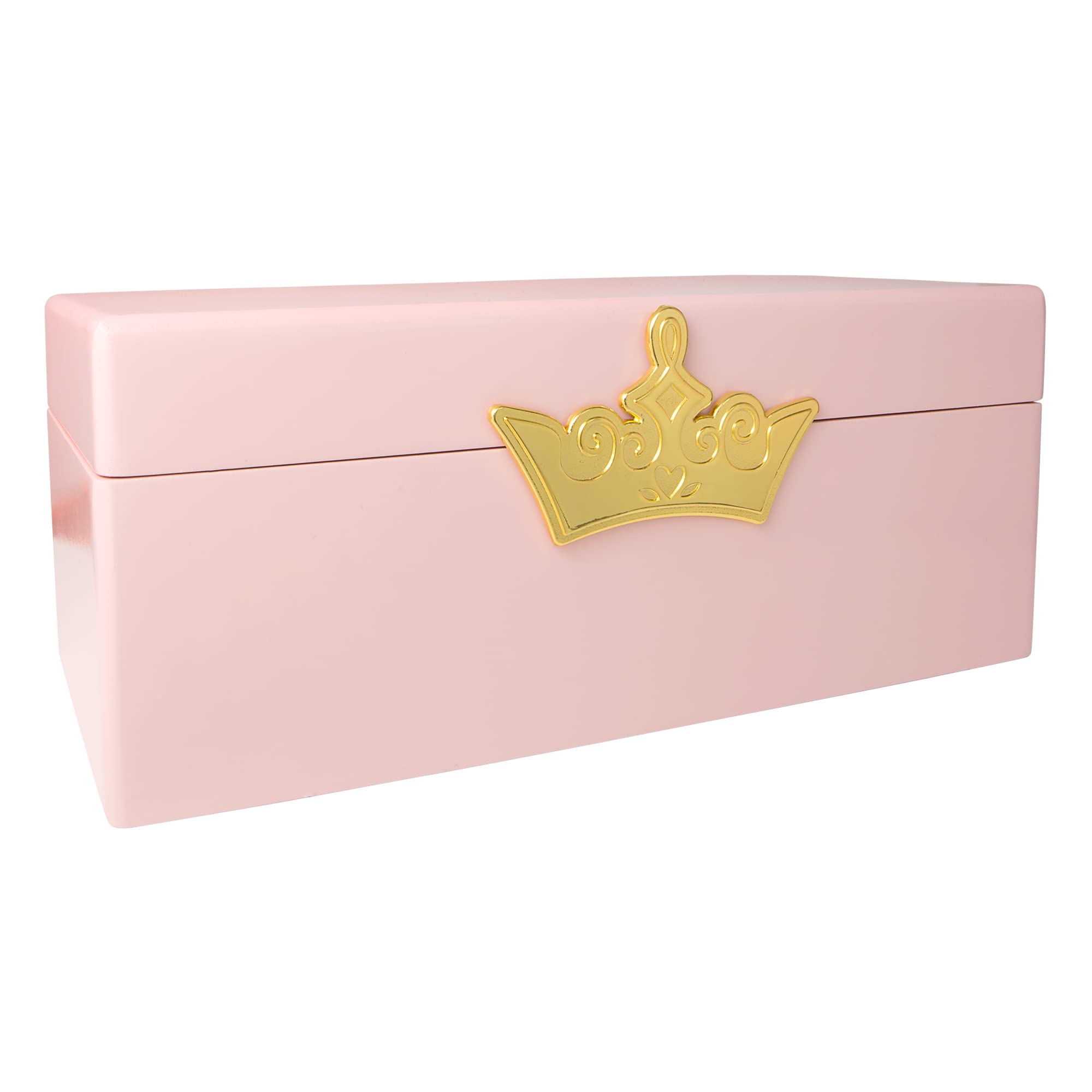 Disney - Princess Pink Solid Wood Lacquered Jewellery Box and Gold Plated Crown Clasp