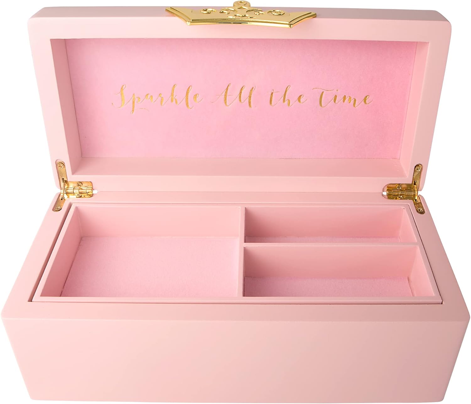 Disney - Princess Pink Solid Wood Lacquered Jewellery Box and Gold Plated Crown Clasp