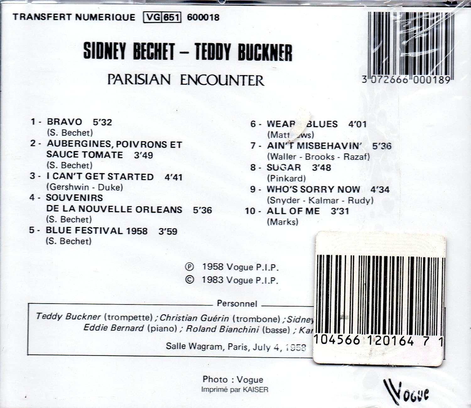 Parisian Encounter - Sidney Bechet/Teddy Buckner