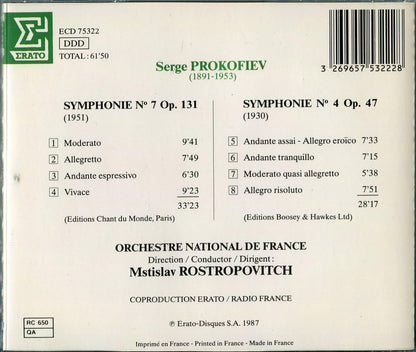 Prokofiev: Symphonies No. 7 & 4 - M. Rostropovitch