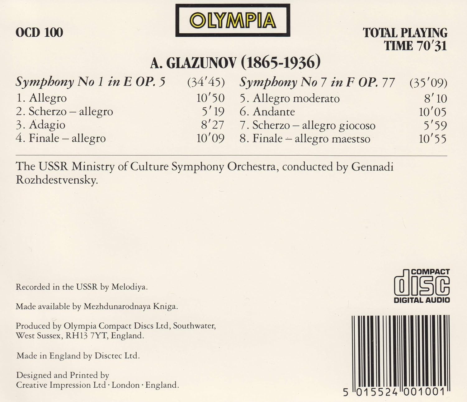 SYMPHONIES NOS. 1 & 7