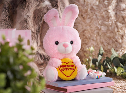 Swizzels Love Hearts 18cm (7-Inch) Baby Bunny Rabbit ‘SOMEBUNNY LOVES YOU’ Plush Soft Toy