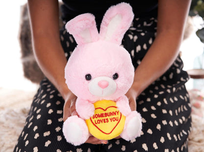 Swizzels Love Hearts 18cm (7-Inch) Baby Bunny Rabbit ‘SOMEBUNNY LOVES YOU’ Plush Soft Toy