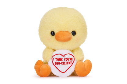 Swizzels Love Hearts 18cm (7-Inch) Baby Chick ‘I THINK YOU’RE EGG-CELLENT’ Plush Soft Toy