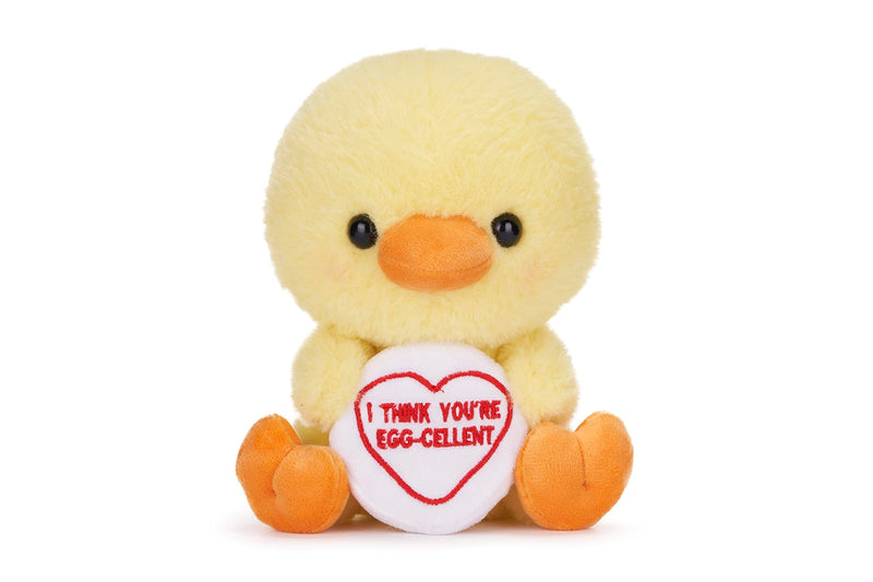 Swizzels Love Hearts 18cm (7-Inch) Baby Chick ‘I THINK YOU’RE EGG-CELLENT’ Plush Soft Toy