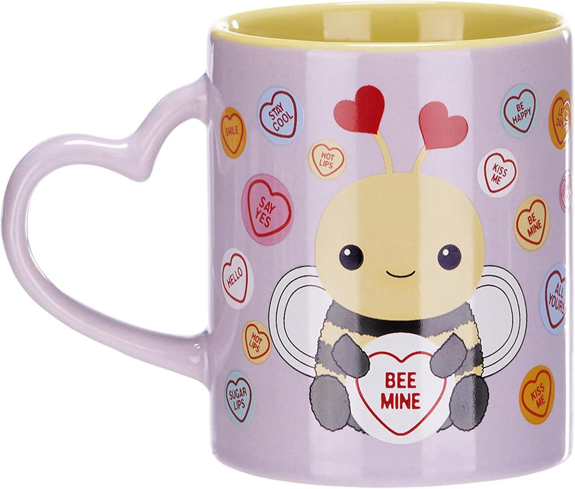 Posh Paws Swizzels Love Hearts 11OZ Bethany Bumble Bee BEE Mine Heart Shaped Handle Ceramic Mug