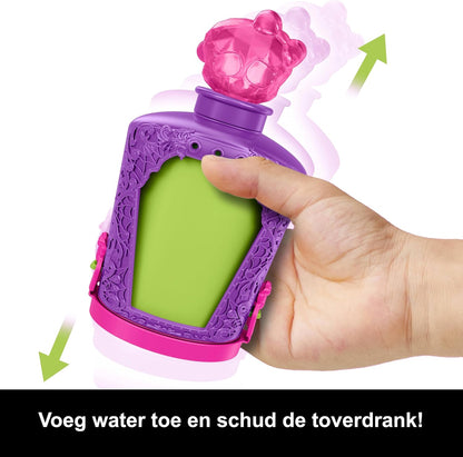 Monster High Toverdranken Minipoppen en Accessoires, Figuren van ongeveer 5 cm lang als verrassing, in fles om neer te zetten met wateronthulling en bedeltjes (personages kunnen variëren), HYB10