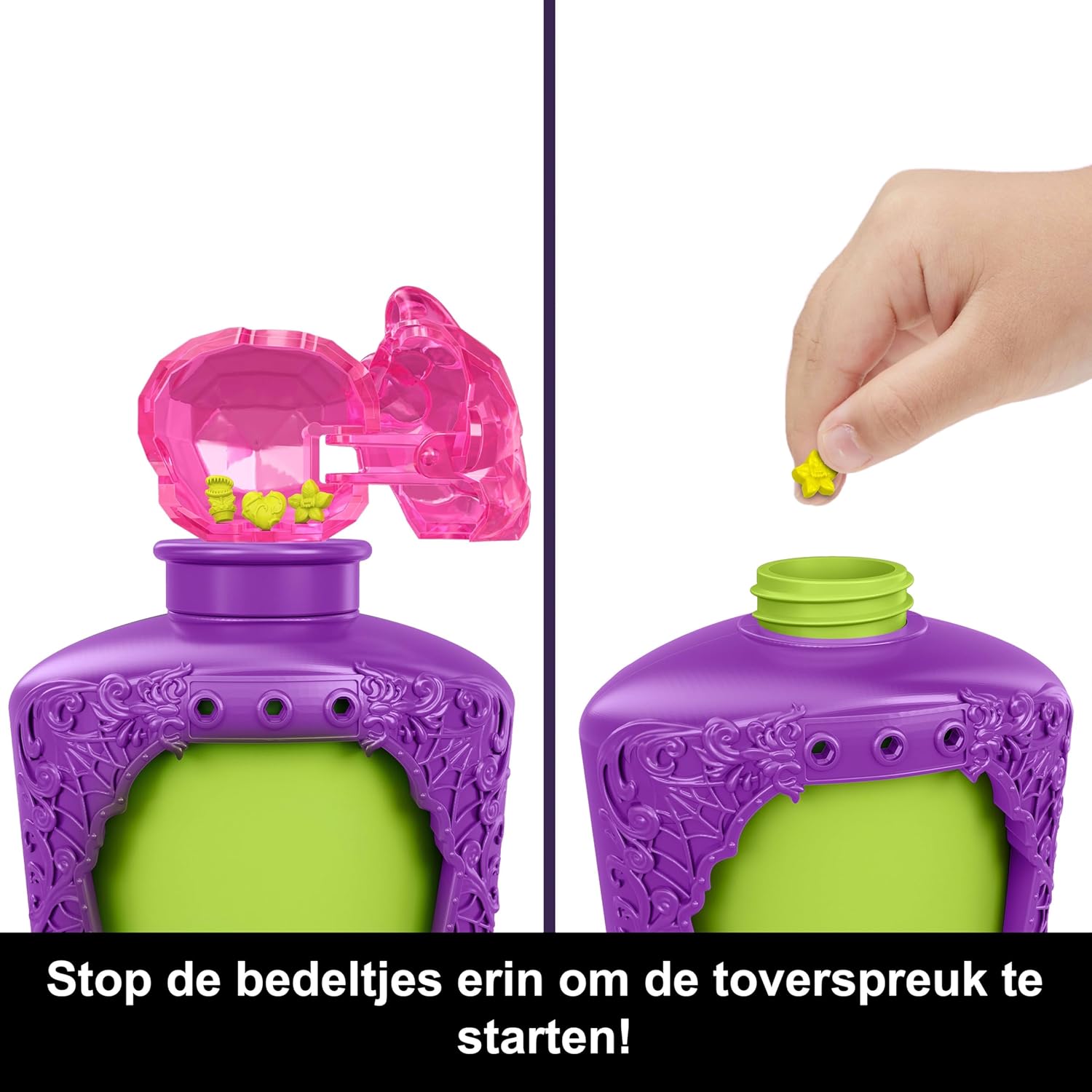 Monster High Toverdranken Minipoppen en Accessoires, Figuren van ongeveer 5 cm lang als verrassing, in fles om neer te zetten met wateronthulling en bedeltjes (personages kunnen variëren), HYB10