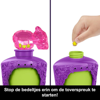 Monster High Toverdranken Minipoppen en Accessoires, Figuren van ongeveer 5 cm lang als verrassing, in fles om neer te zetten met wateronthulling en bedeltjes (personages kunnen variëren), HYB10