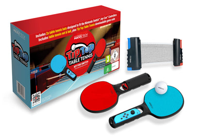 Maxx Tech Tip Top Table Tennis Kit For Nintendo Switch - Includes 2x table tennis bats, an adjustable net, a ping-pong ball and a digital game code for the Tip Top Table Tennis game