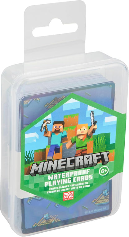 Paladone Minecraft Waterproof Playing Cards with Embossed Storage Case, Officially Licensed Standard Card Game with Known Characters, Toys and Gifts for Gamers