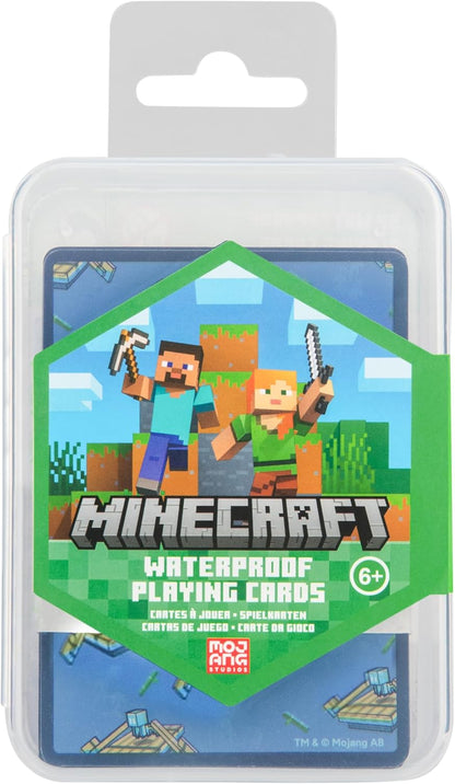 Paladone Minecraft Waterproof Playing Cards with Embossed Storage Case, Officially Licensed Standard Card Game with Known Characters, Toys and Gifts for Gamers