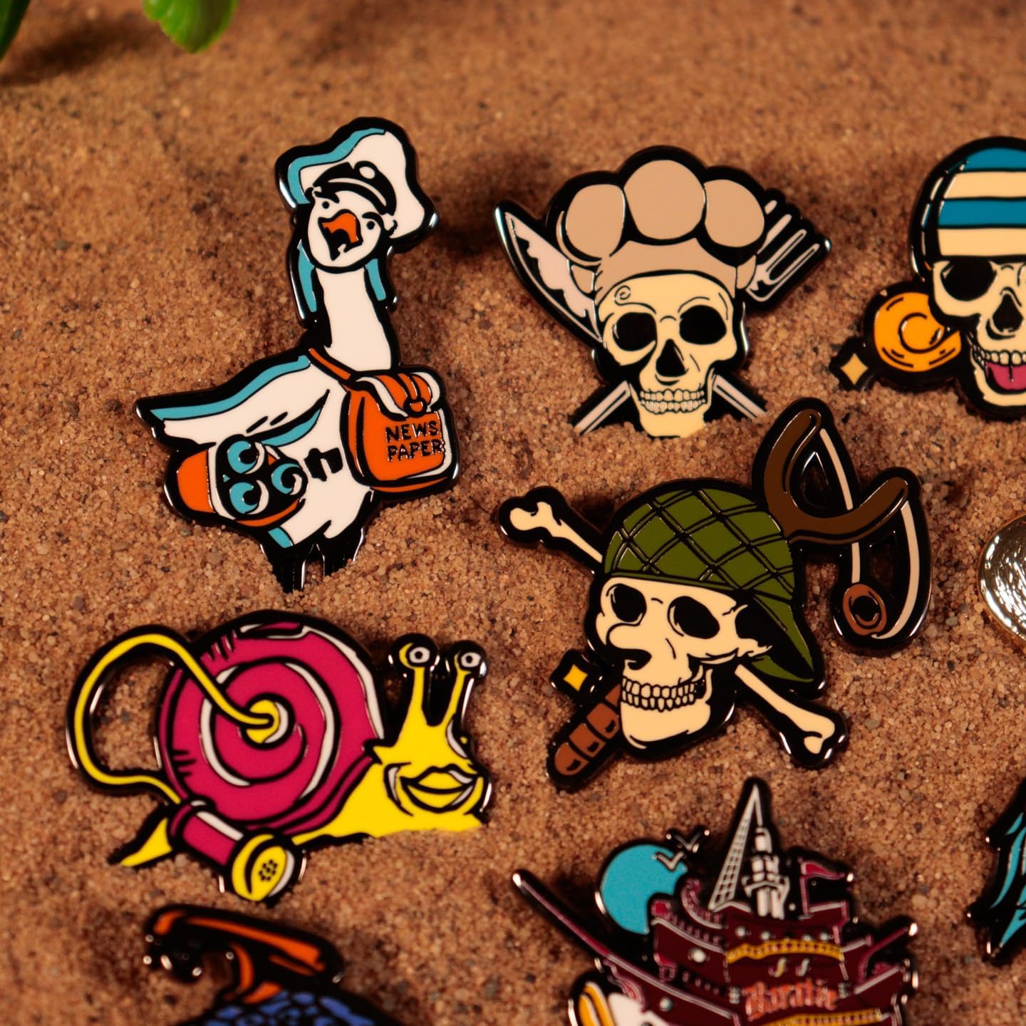 One Piece Mystery Pin Badge CDU Containing 12 Blind Boxes, Widest 43mm, tallest 56mm, Metall