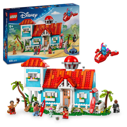 LEGO | Disney Lilo and Stitch Beach House Building Toy Set - Easter Treat with 6 Rooms, Rooftop Observatory, a Spaceship and 5 Minifigures - Birthday Gift for 9+ Year Old Girls, Boys & Fans - 43268