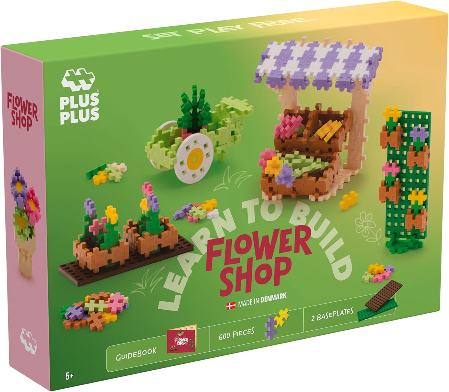 PLUS PLUS - Learn to Build - Floristería - 600 Piezas - Bloques de construcción, Juguetes educativos para niños, Viajes, Juguetes de Viaje, Fabricados en Dinamarca