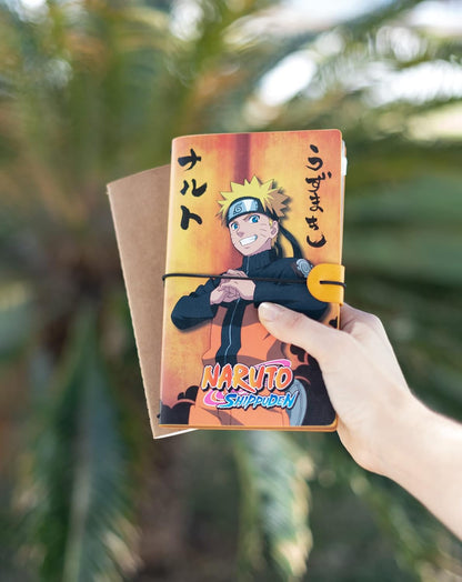 Grupo Erik: Taccuino da viaggio Naruto | Taccuino pelle sintentica con 2 quaderni, porta tessere e tasca espandibile, 19,6x12cm, ideale come diario di viaggio, quaderno naruto o naruto gadget