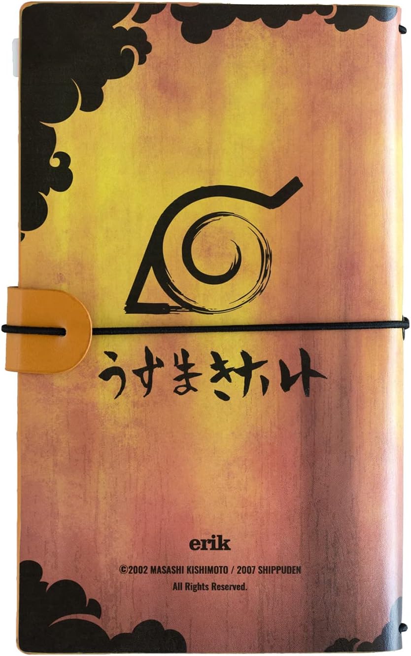 Grupo Erik: Taccuino da viaggio Naruto | Taccuino pelle sintentica con 2 quaderni, porta tessere e tasca espandibile, 19,6x12cm, ideale come diario di viaggio, quaderno naruto o naruto gadget
