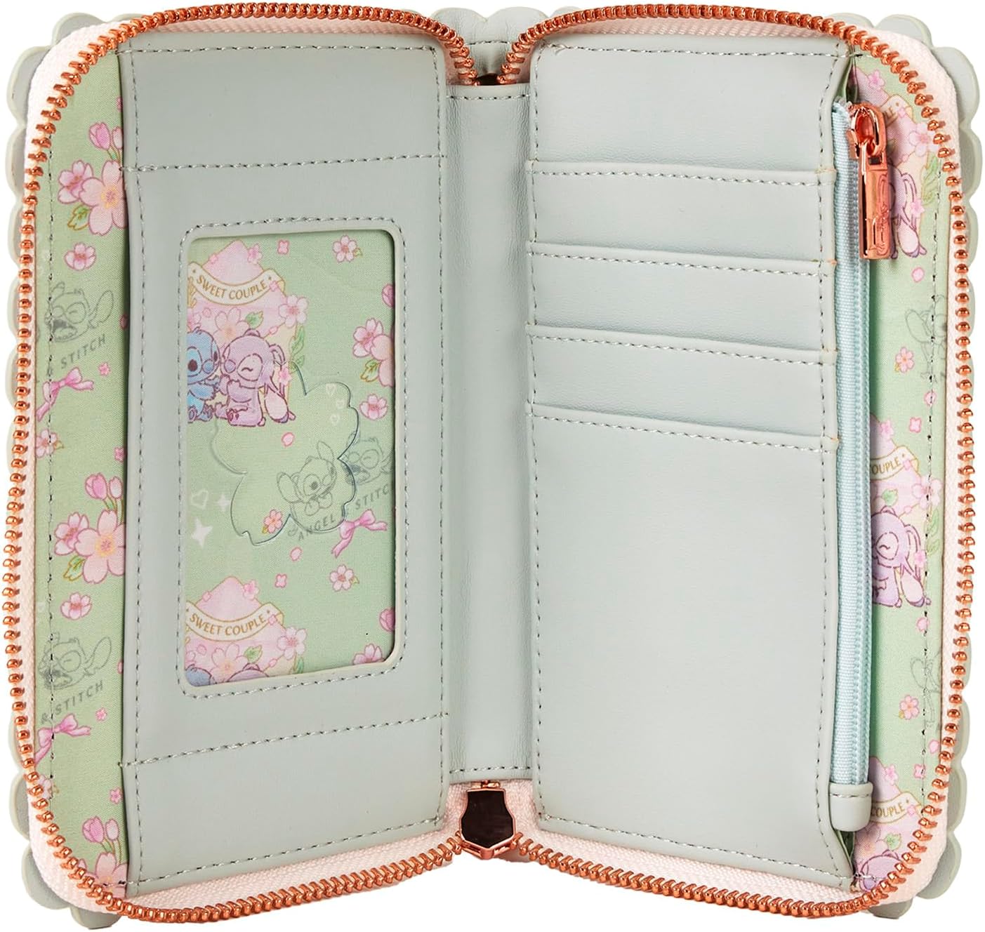 Loungefly Disney Cute Stitch Cherry Blossom Zip Around Wallet