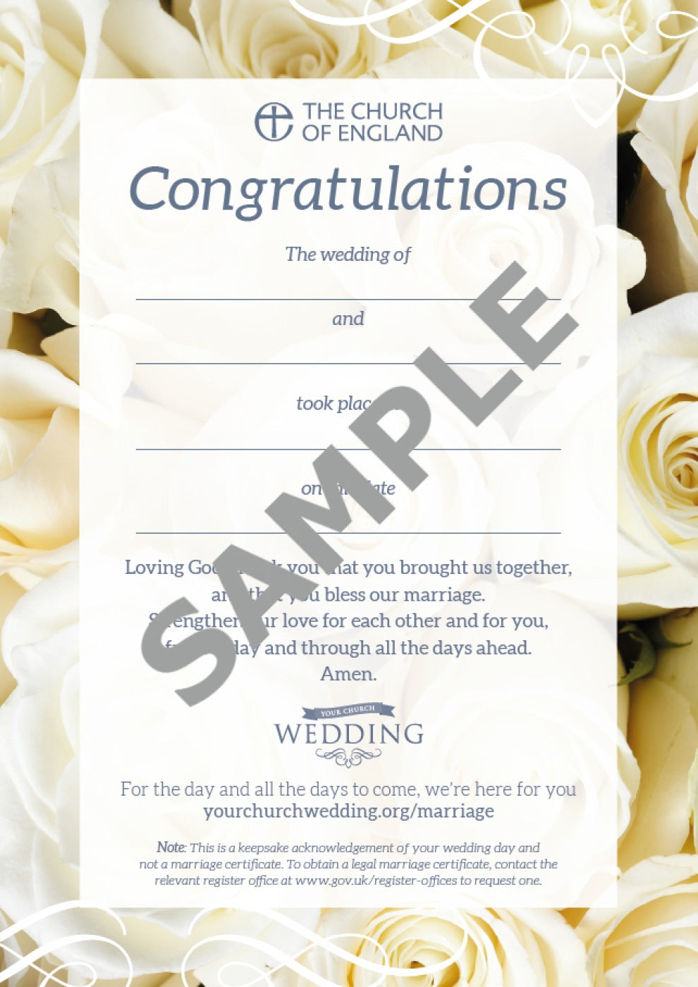 Wedding Celebration Keepsake Card (pack of 10)