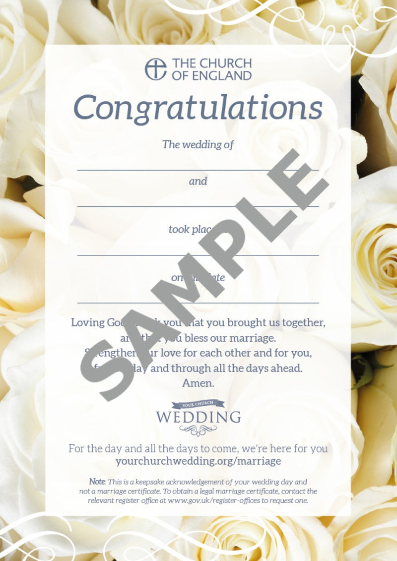 Wedding Celebration Keepsake Card (pack of 10)