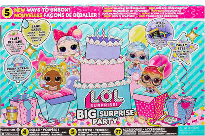 L.O.L. Surprise! Big Surprise Party - 4 Muñecas Coleccionables, 40+ Sorpresas, 5 Experiencias Unboxing, Moda, Arena, Gel Crush, Shell Smash, Fluff, Party Confetti, Regalo para Niñas a Partir de 4 Años