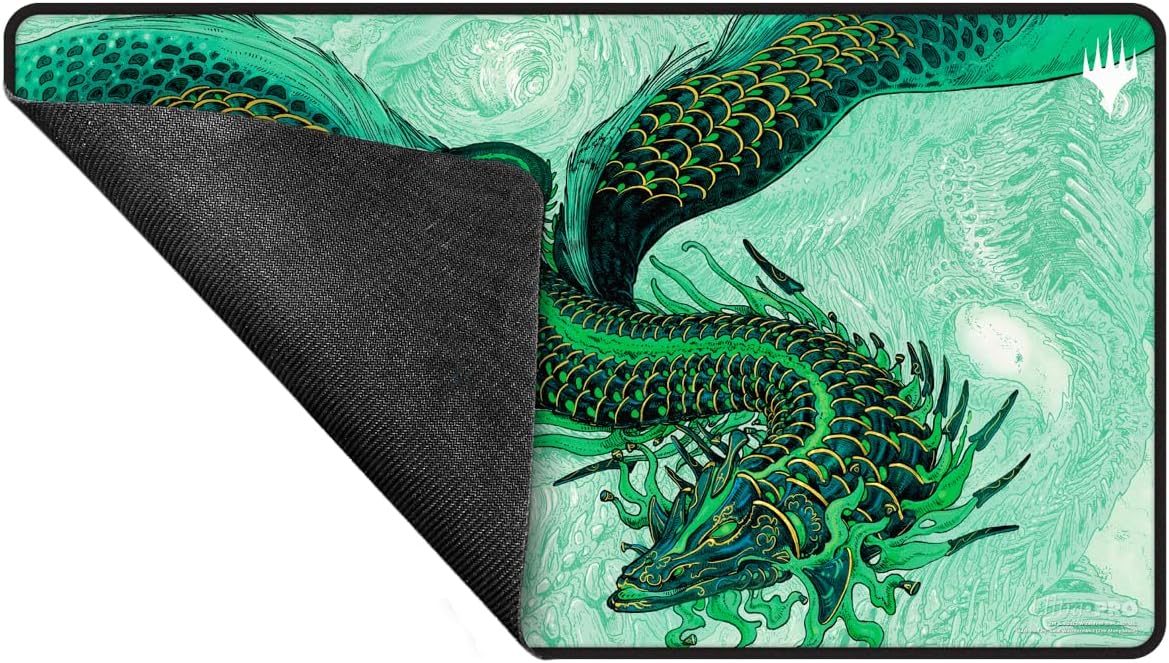 Ultra PRO - Tarkir Dragonstorm Teval, Arbiter of Virtue - Tapete de juego cosido negro para Magic: The Gathering, tapete de mesa para juegos, accesorio de juego de cartas, tapete de juego TCG, tapete