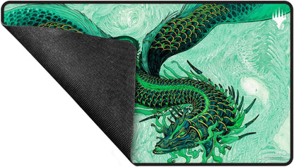 Ultra PRO - Tarkir Dragonstorm Teval, Arbiter of Virtue - Tapete de juego cosido negro para Magic: The Gathering, tapete de mesa para juegos, accesorio de juego de cartas, tapete de juego TCG, tapete