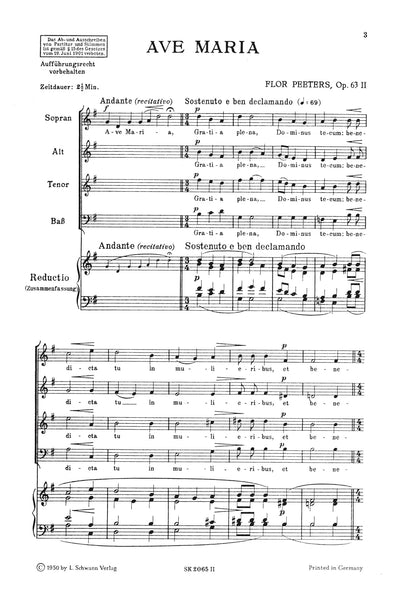 Peeters: Ave Verum, Op. 63 No. 2 (Mixed Voice Choir) (S20652
