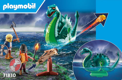 PLAYMOBIL | Vikingo con Monstruo Marino | Juguete Educativo para niñas y niños de 4+ años | Set de Juego imaginativo | Figura de dragón & Barco Vikingo | Juguete para fomentar la Creatividad | 71830