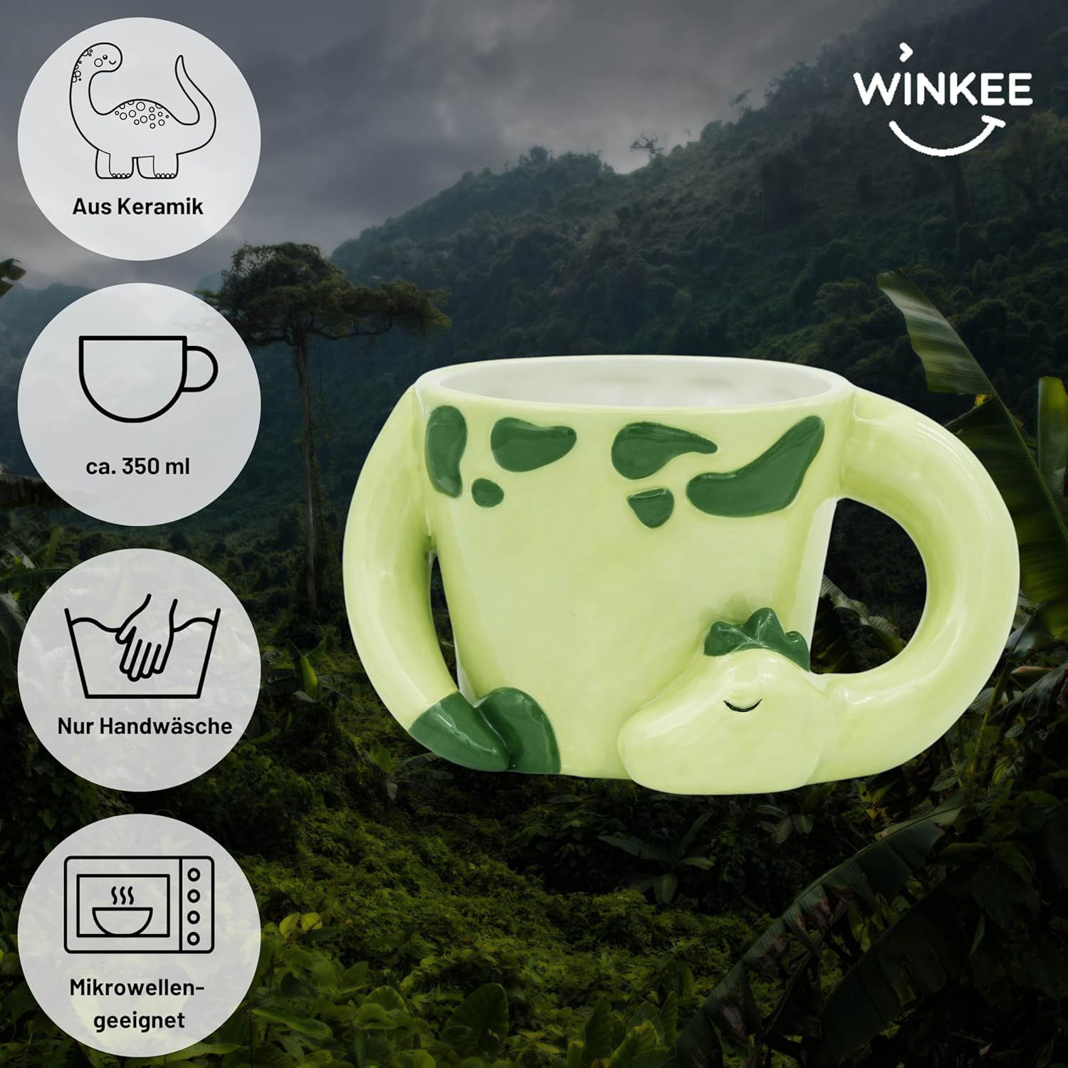 Winkee - Sleeping Dino Mug - Light Green
