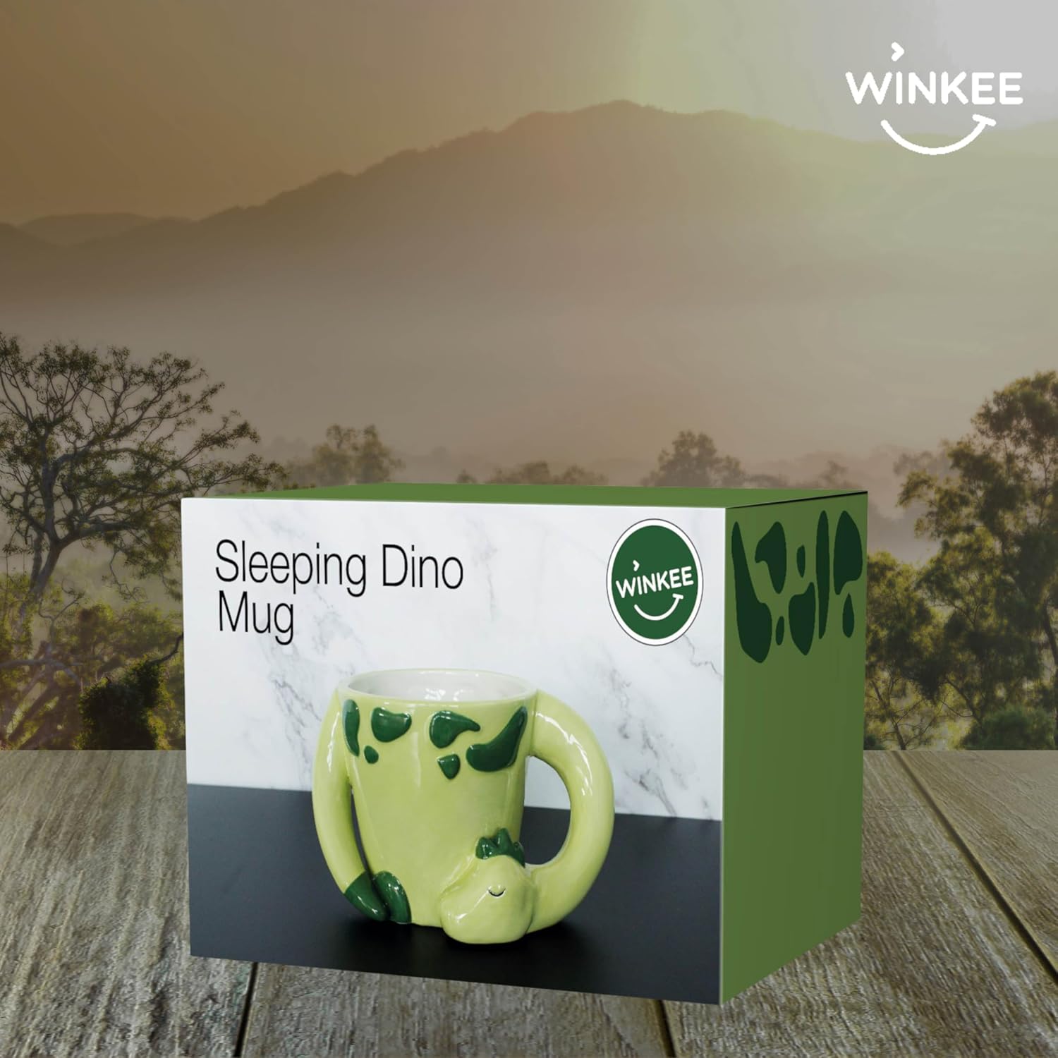 Winkee - Sleeping Dino Mug - Light Green