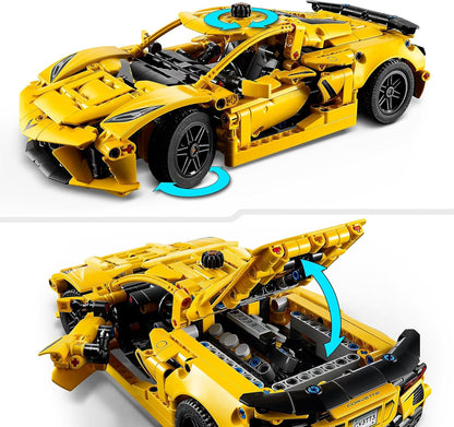 LEGO Technic Chevrolet Corvette Stingray Race Car Toy, 8-Cylinder Engine and Differential - Vehicle Model Kit - Birthday Gift for 9+ Year Old Boys, Girls or Adult Motorsport Fans - 42205