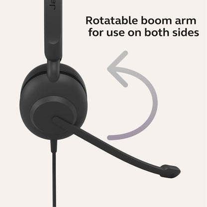 Jabra Evolve 10 Office Headset, Noise Cancelling Microphone, Compact Lightweight Design, 270 Degree Rotational Boom Arm, USB-A Wired Connectivity, Black