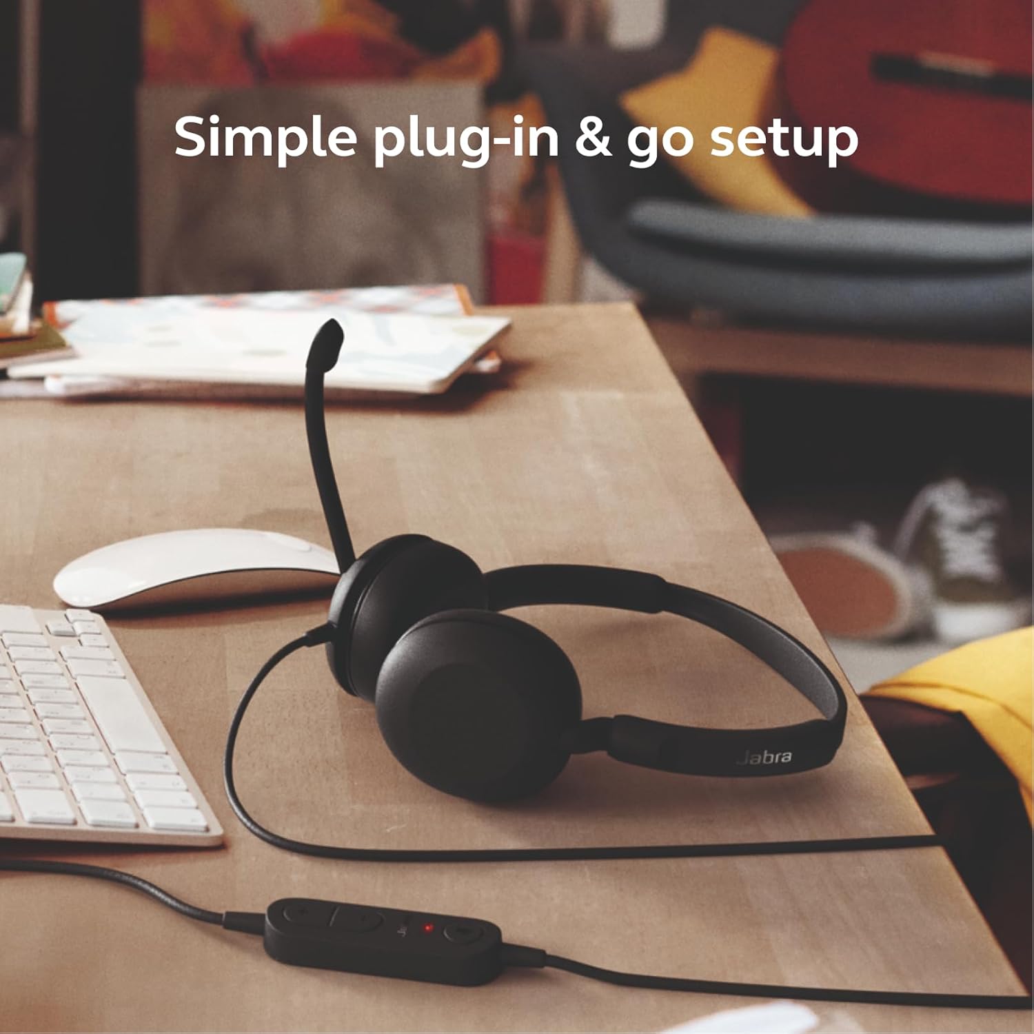 Jabra Evolve 10 Office Headset, Noise Cancelling Microphone, Compact Lightweight Design, 270 Degree Rotational Boom Arm, USB-A Wired Connectivity, Black