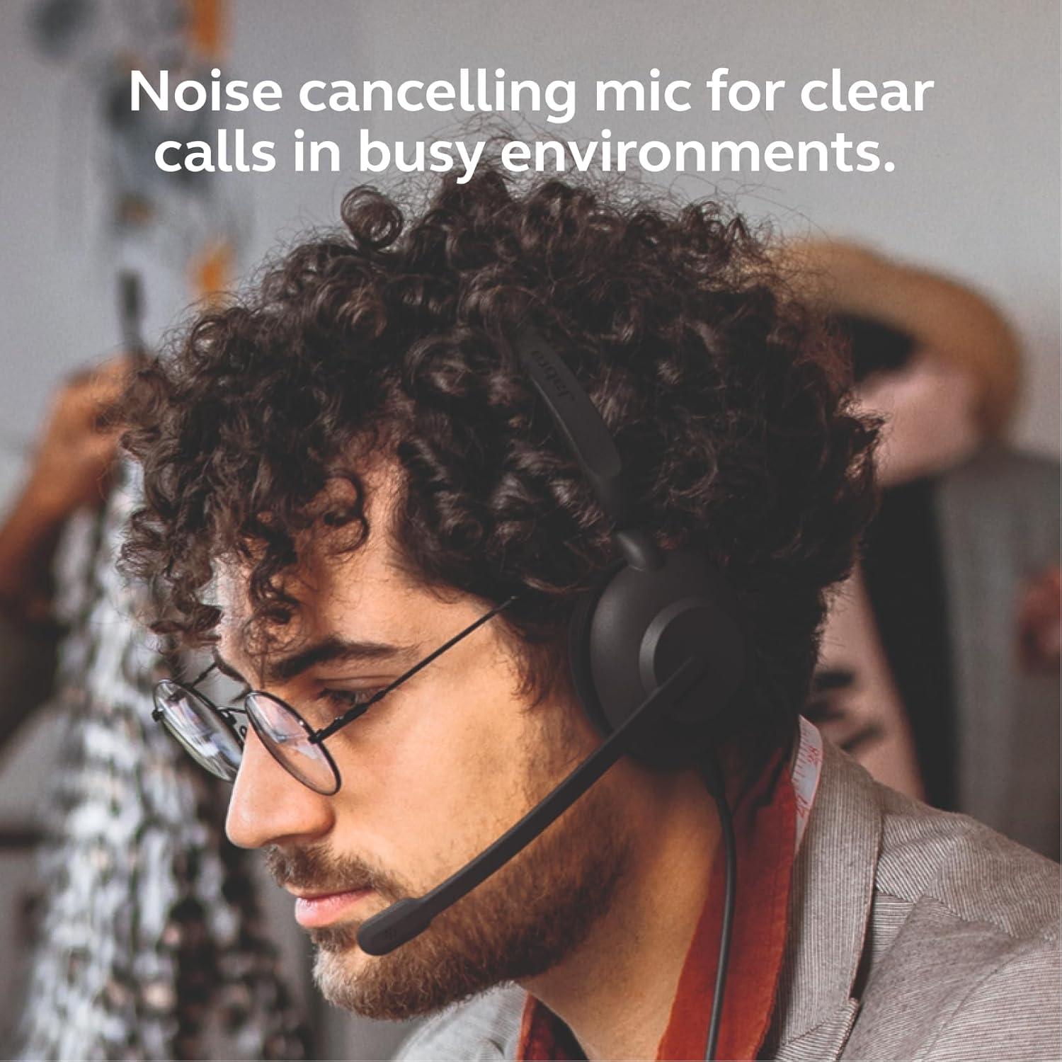 Jabra Evolve 10 Office Headset, Noise Cancelling Microphone, Compact Lightweight Design, 270 Degree Rotational Boom Arm, USB-A Wired Connectivity, Black