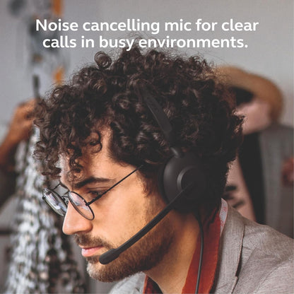 Jabra Evolve 10 Office Headset, Noise Cancelling Microphone, Compact Lightweight Design, 270 Degree Rotational Boom Arm, USB-A Wired Connectivity, Black