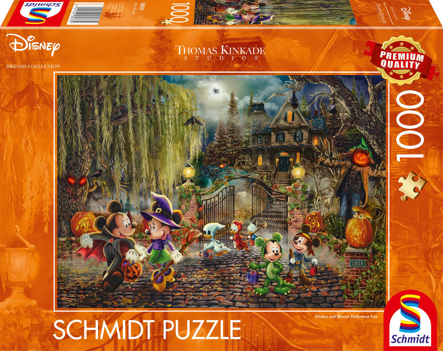 Schmidt Spiele 58033 Thomas Kinkade, Disney Mickey and Minnie Halloween, 1000-Piece Jigsaw Puzzle, Cardboard, Multicoloured