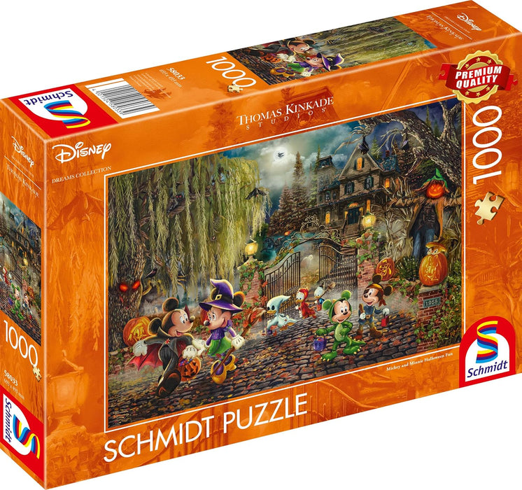 Schmidt Spiele 58033 Thomas Kinkade, Disney Mickey and Minnie Halloween, 1000-Piece Jigsaw Puzzle, Cardboard, Multicoloured