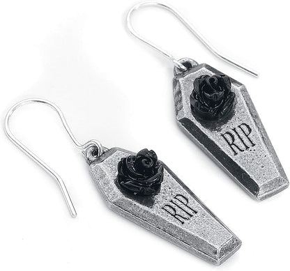 Alchemy Gothic RIP Rose Orecchini Colore Argento