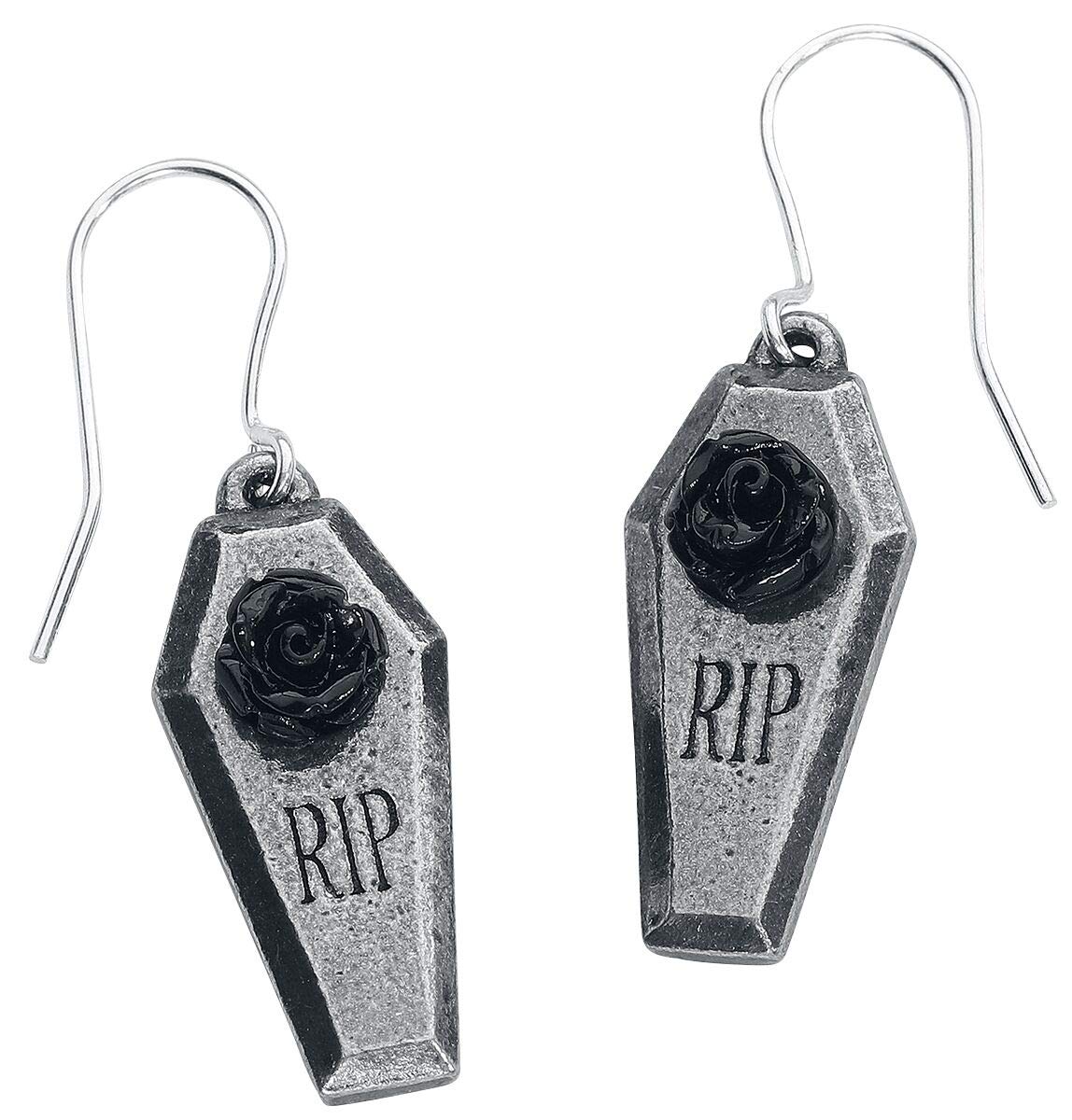Alchemy Gothic RIP Rose Orecchini Colore Argento