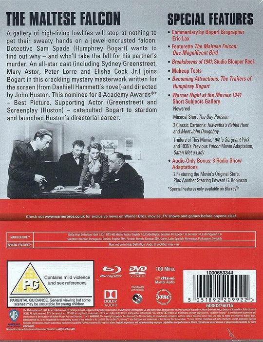The Maltese Falcon Slipcased Edition Blu Ray / DVD / Digital Download / Art Cards / Region Free Blu Ray