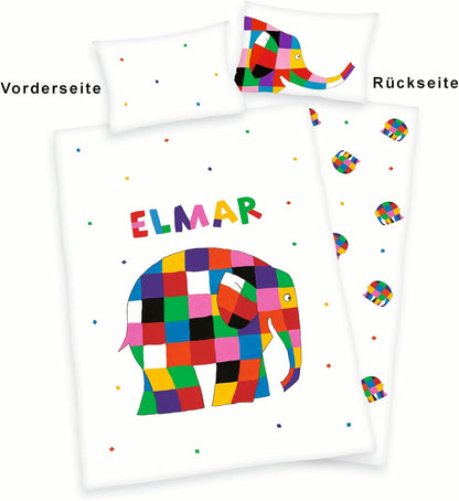 Herding Elmar Bedding Set, MADE IN GREEN by OEKO TEX, Pillowcase 40 x 60 cm with hotel cover, Duvet Cover 100 x 135 cm with smooth-running zip, 100% Cotton/Renforcé, Multicoloured