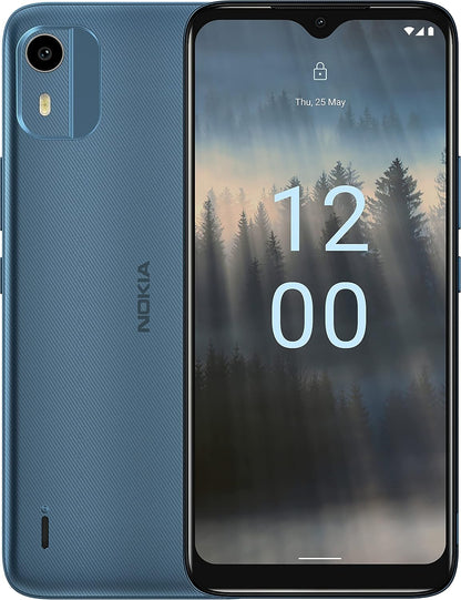 Nokia C12 6.3” HD+ Dual SIM Smartphone, Android 12 (Go edition), Octa-core 2GB RAM/64GB ROM, 8MP Rear /5MP Front Cameras, Night & Portrait modes, IP52 Rating, 3000mAh Battery - Cyan