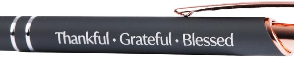 Swanson Christian Products Thankful | Black Ink Retractable Ballpoint Pen | Touch-Screen Stylus Tip | Religious Gift for Men and Women With Gift Box | Dark Grey