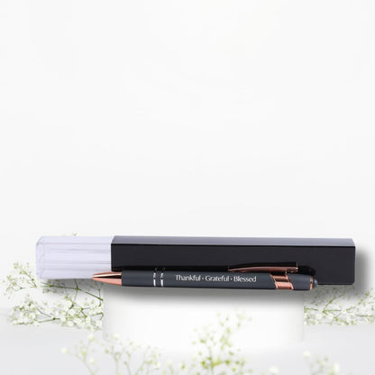 Swanson Christian Products Thankful | Black Ink Retractable Ballpoint Pen | Touch-Screen Stylus Tip | Religious Gift for Men and Women With Gift Box | Dark Grey