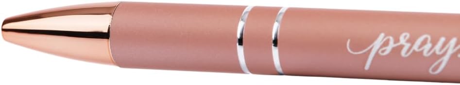 Pray Wait Trust Rose Gold Retractable Ballpoint Pen with Stylus Tip Black Ink Writing Pen No Bleed Through | Inspirational Religious Gift for Christians