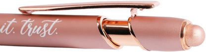 Pray Wait Trust Rose Gold Retractable Ballpoint Pen with Stylus Tip Black Ink Writing Pen No Bleed Through | Inspirational Religious Gift for Christians