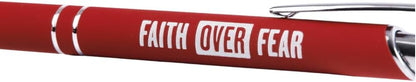 Swanson Christian Products Faith Over Fear | Black Ink Retractable Ballpoint Pen | Touch-Screen Stylus Tip | Religious Gift for Men and Women With Gift Box | Red